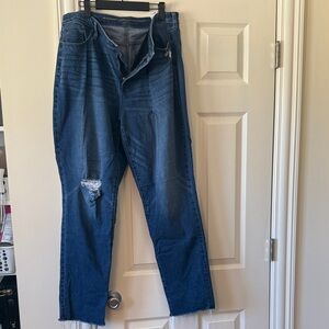 Chico's Women's Blue Straight Leg Jeans with ripped knee